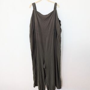 Torrid Stretch Jersey Knit Jumpsuit Pull On Wide Leg One Piece Green 5